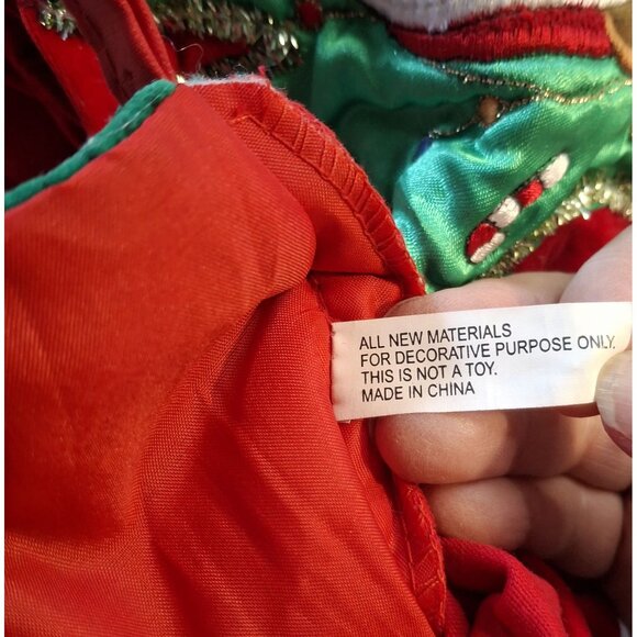 Christmas Stocking With Bear & Sailboat 22" Red/Green Embroidered Classic - Picture 4 of 5